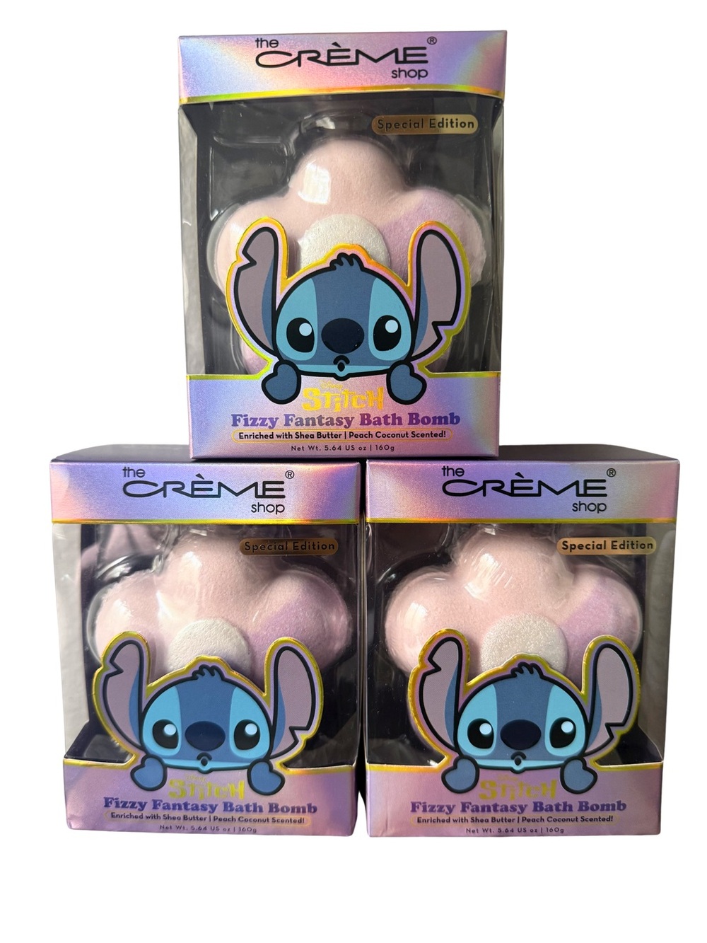 The Crème Shop Stitch Fizzy Fantasy Pink Bath Bomb - Peach Coconut Scent